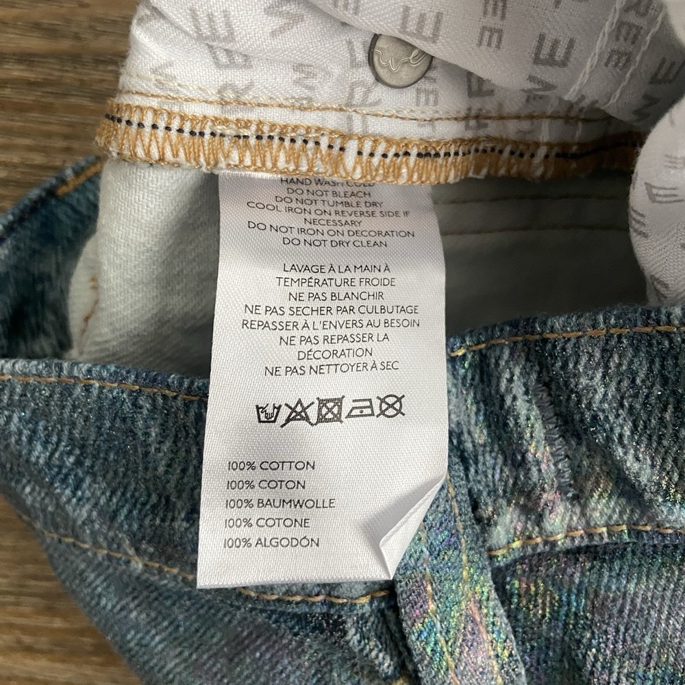 Free People We The Free Tinsley Baggy Iridescent Lace High Rise Jeans 25 - Picture 9 of 12